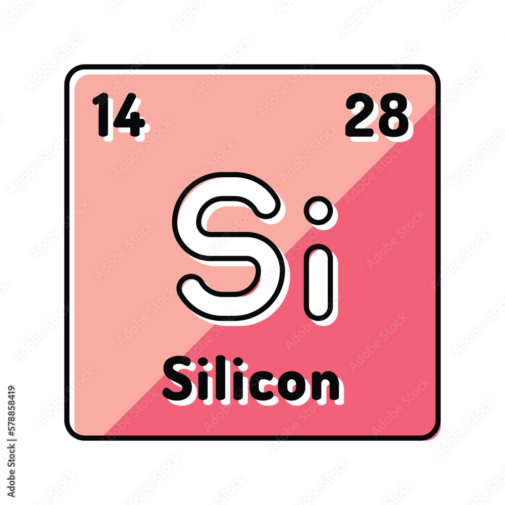 silicon chemical element color icon vector illustration
