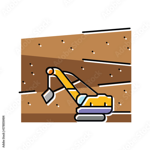 open pit mine steel production color icon vector illustration