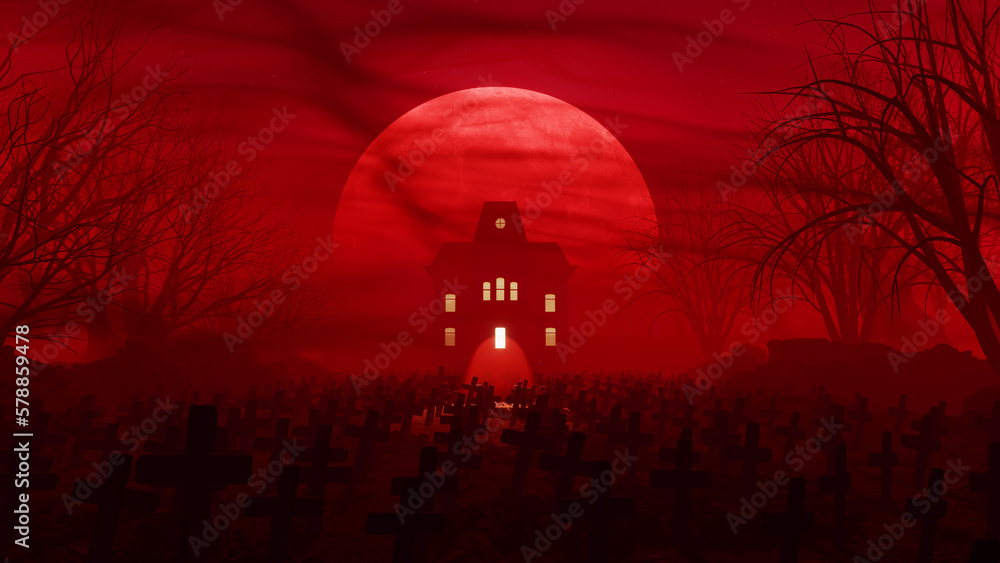 3D illustration Background for advertising and wallpaper in scary and horror scene. 3D rendering in decorative concept.