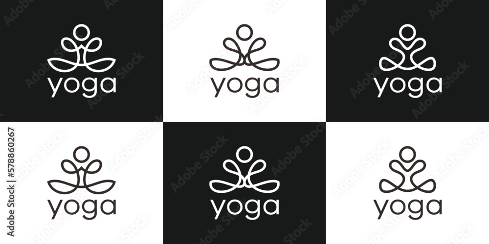 yoga logo design line vector illustration