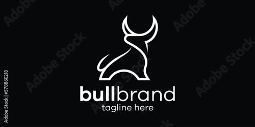 bull line logo design icon vector illustration
