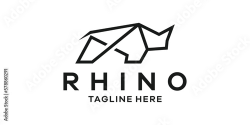 rhino logo line icon vector illustration