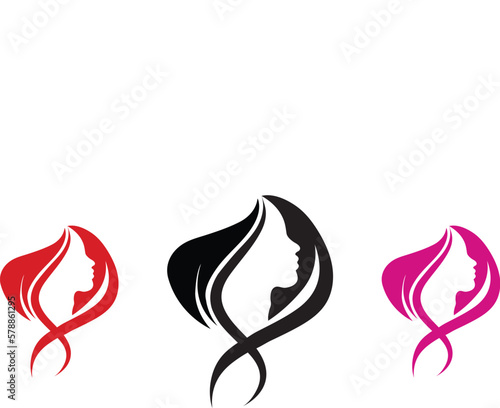 Beauty Women face silhouette character Logo Free Vector