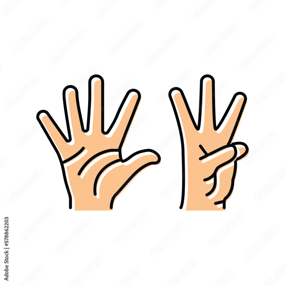eight number hand gesture color icon vector illustration