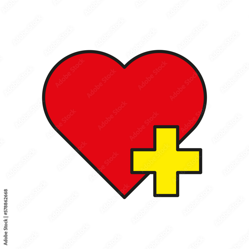 Red heart cross for medical design. Vector illustration. Red heart cross for medical design. Vector illustration.