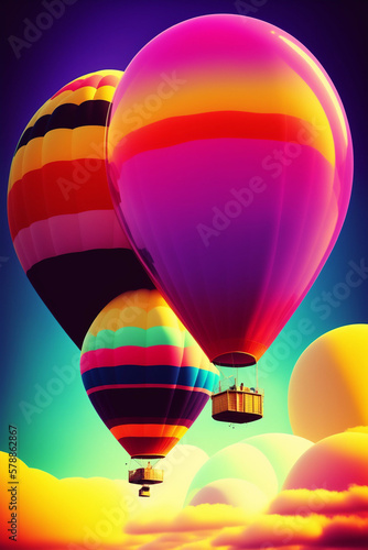 Vibrant Multi-Colored Balloons with Retro Vintage Instagram Filter Effect - AI Generated