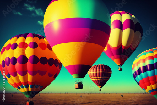 Vibrant Multi-Colored Balloons with Retro Vintage Instagram Filter Effect - AI Generated