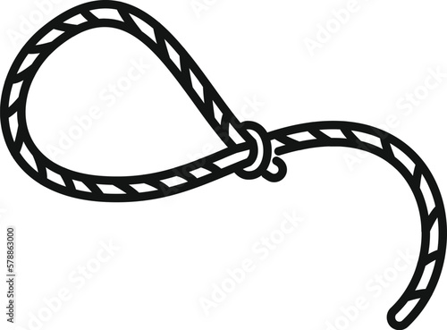 Western lasso icon outline vector. Rope knot. Border cord