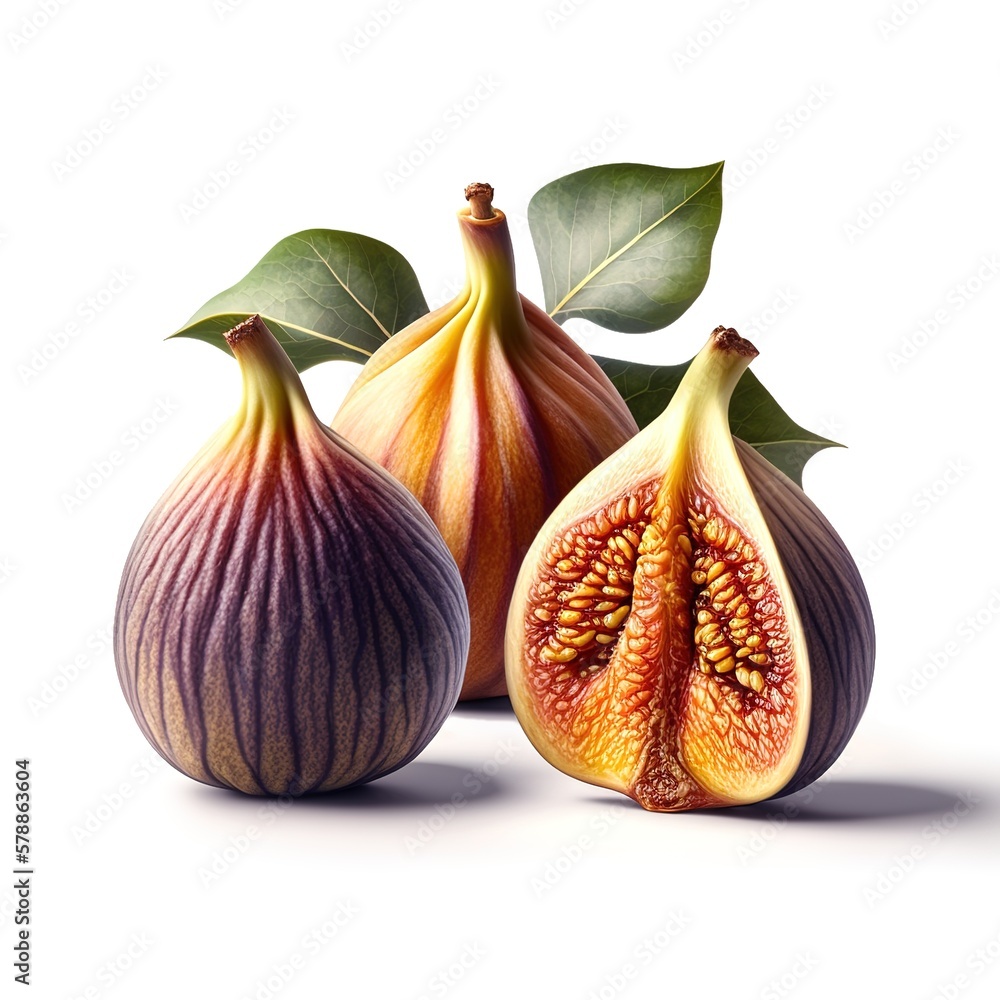 Obraz premium Tasty fig fruits isolated on white background, AI generative