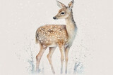 Deer standing alone watercolor, Generative AI