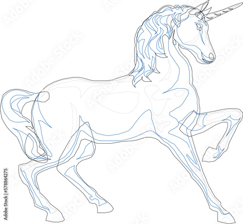 fairyland unicorn horse illustration vector sketch