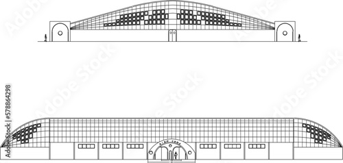 sketch vector illustration of a magnificent modern stadium