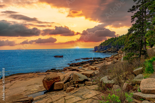 Sun rising over Acadia National Park