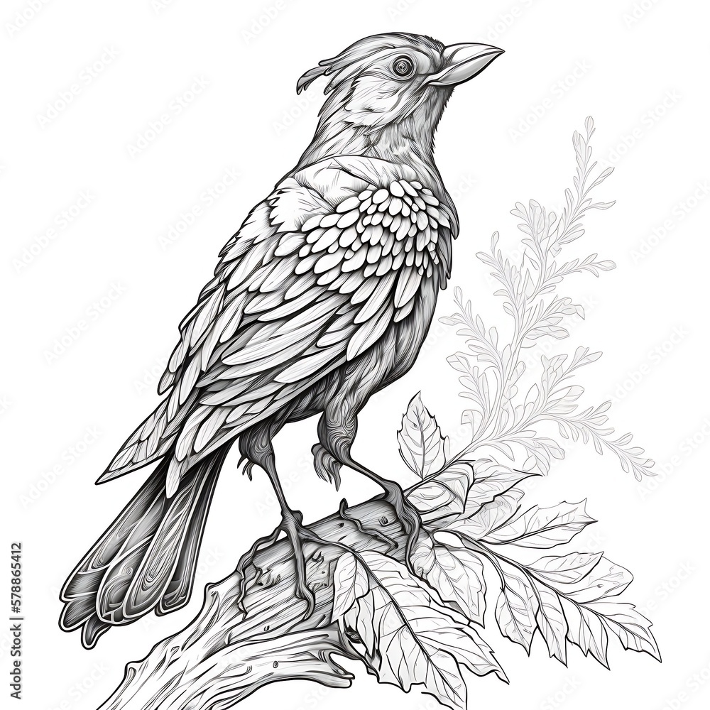 Naklejka premium Black and white illustration of animals. Coloring book. Coloring pages. Created with Generative AI technology.