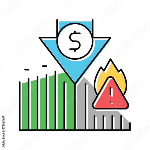 sudden change market trends financial crisis color icon vector illustration