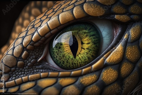 Murais de parede ntense Macro View of Snake's Eye Captured Through Lens, Generative AI