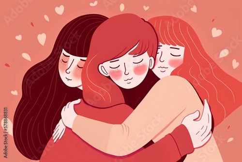 abraço de mulher, mãe, amiga, companheira, conceito de ajuda ao proximo e ajuda mutua 