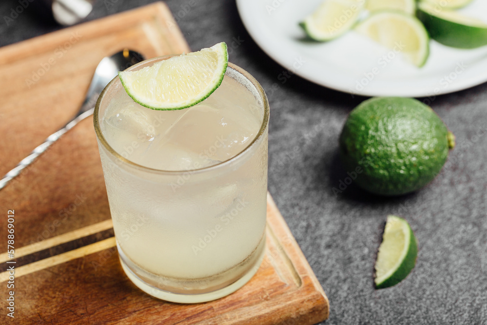Gin lime and soda refreshing cocktail Gin lime and soda refreshing cocktail