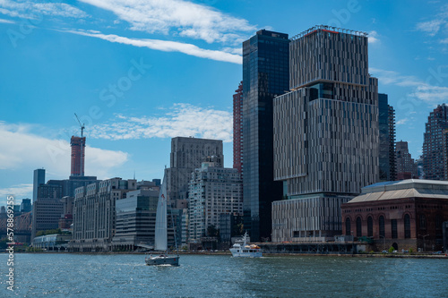 Beautiful buildings along the Hudson River in New York City