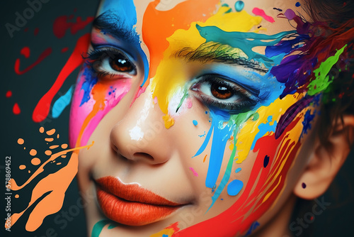 rosto pintado colorido arte com tinta  © Alexandre