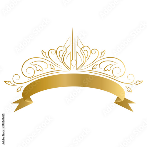 golden frame with ribbon vector eps 10