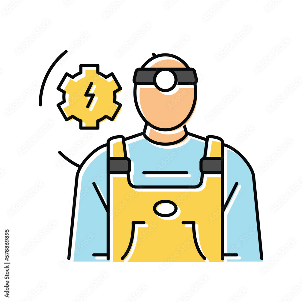 maintenance electrician repair worker color icon vector illustration