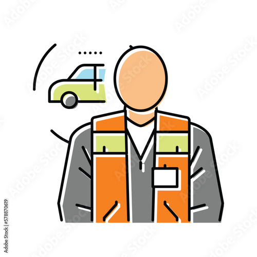 fleet maintenance manager repair worker color icon vector illustration