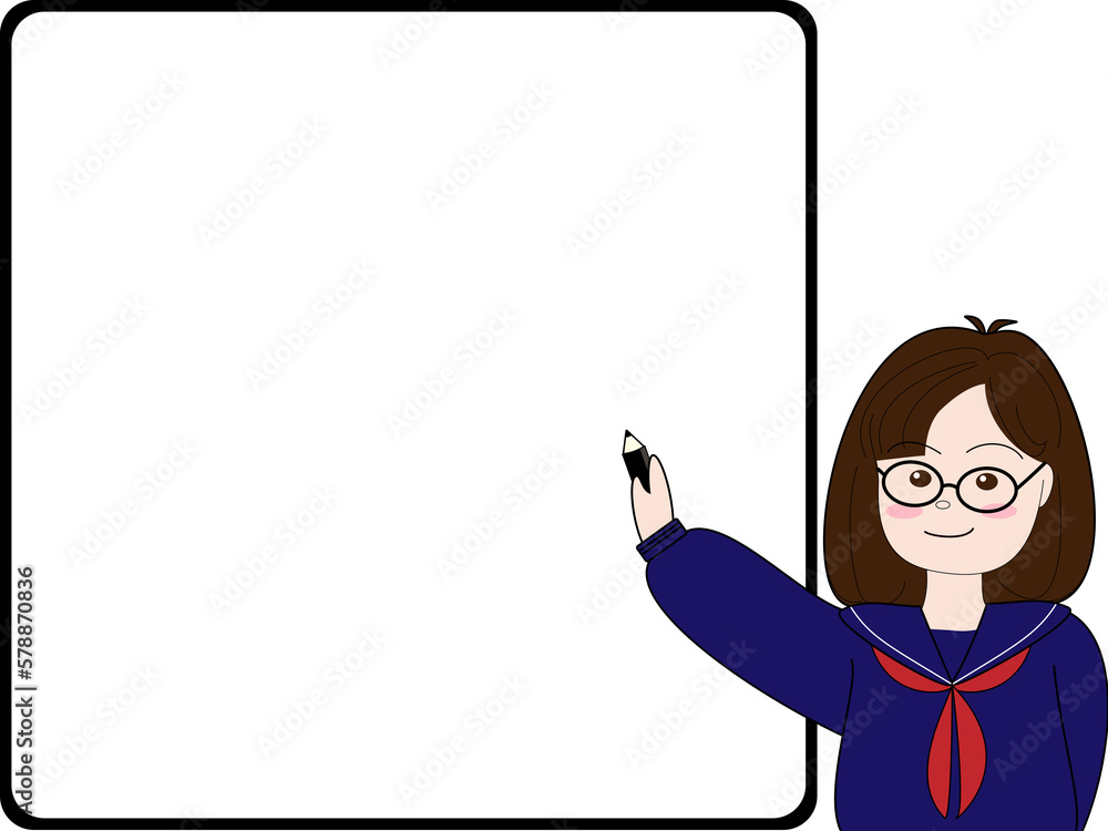 ホワイトボードと女の子