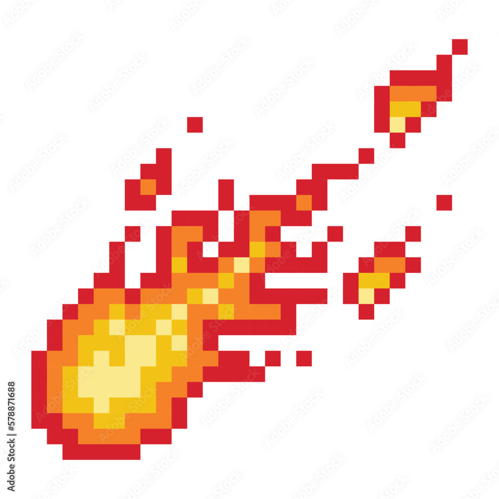 8 bit pixel style fire flame isolated on white background 8 bit pixel style fire flame isolated on white background