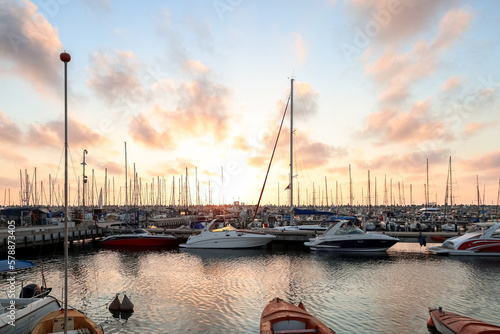 Golden hour sunset over mar...