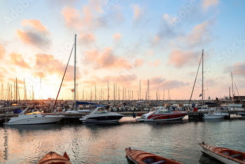 Marina with luxury yachts a...
