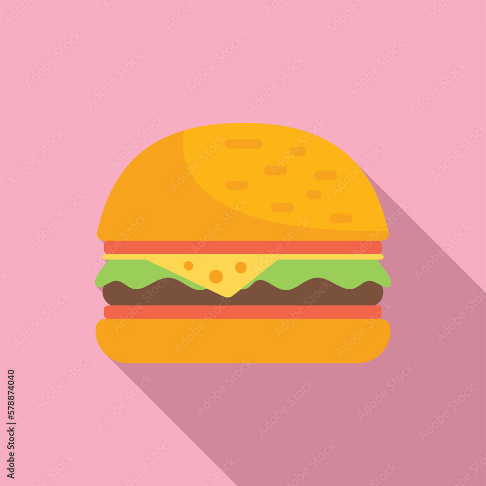 Burger food icon flat vector. Fast food. Cake delivery Burger food icon flat vector. Fast food. Cake delivery