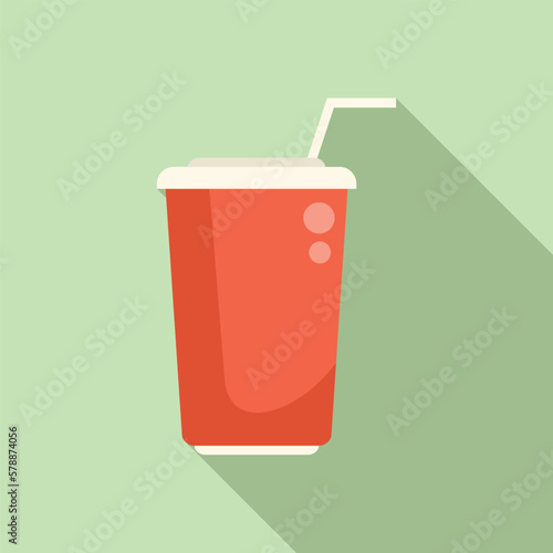 Cola cup icon flat vector. Fast food. Box lunch