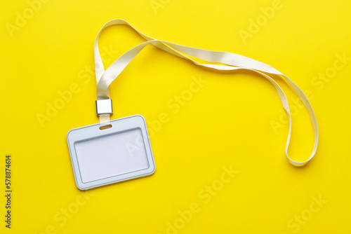 Blank badge on yellow background