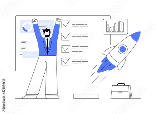 Project closure abstract concept vector illustration.