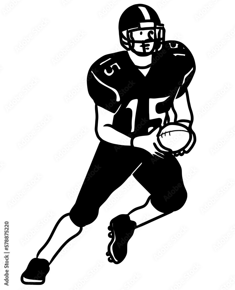 Player American Football in Tournament. Player American Football Kick A Ball. Player American Football Make Touchdown.
