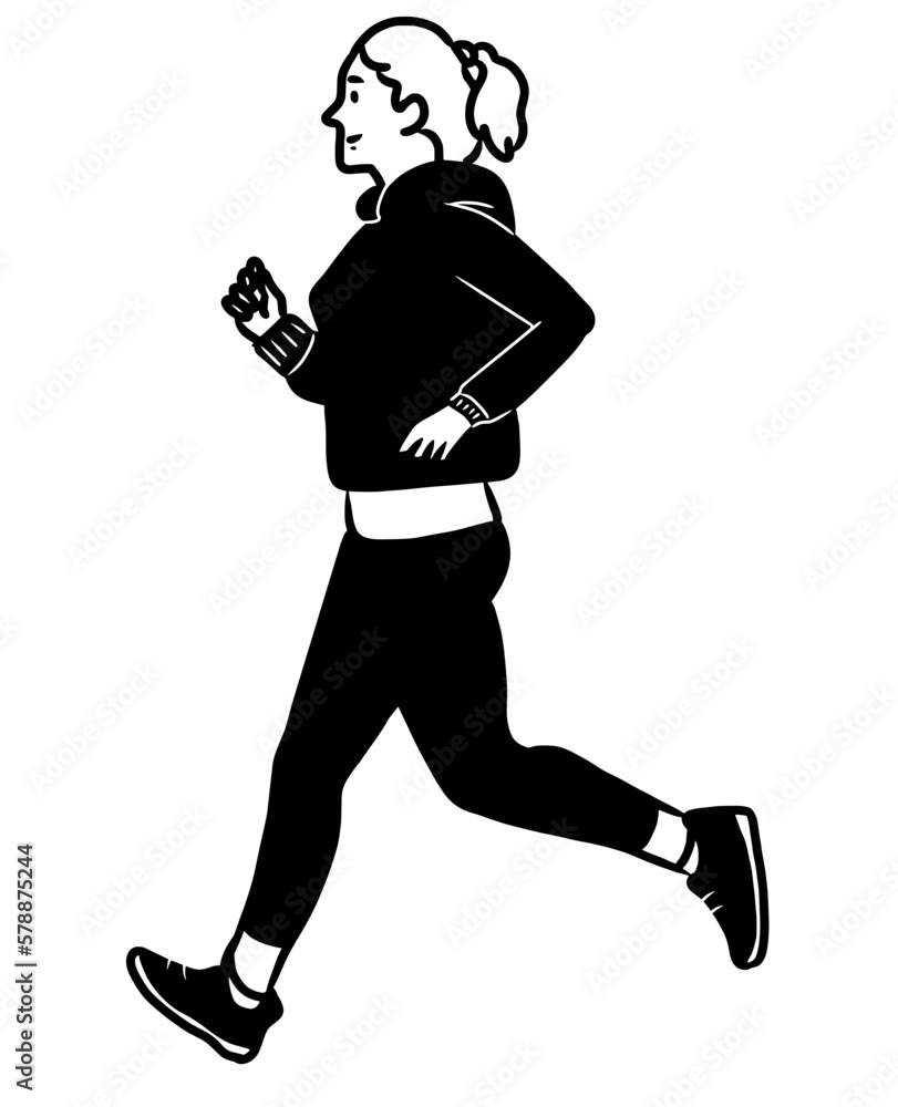 Portrait People Jogging Illustration. Woman Run. Man Run.