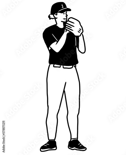 Player Baseball In Competition Tournament. Pitcher. Catcher. 