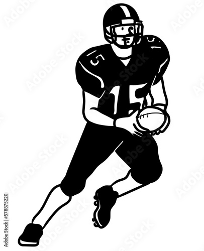 Player American Football in Tournament. Player American Football Kick A Ball. Player American Football Make Touchdown.