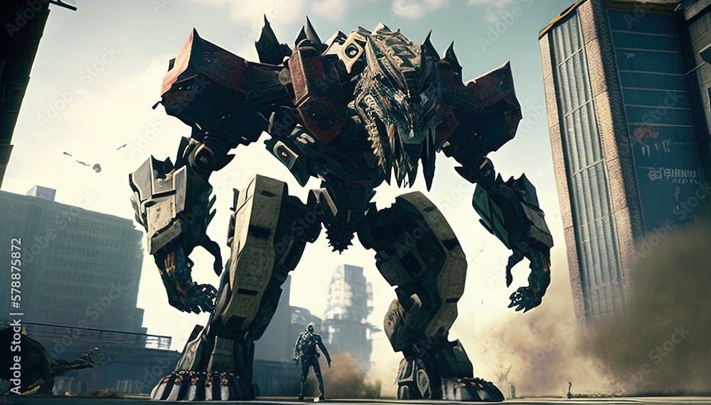 Fototapeta premium a monster giant robot digital art illustration, Generative AI