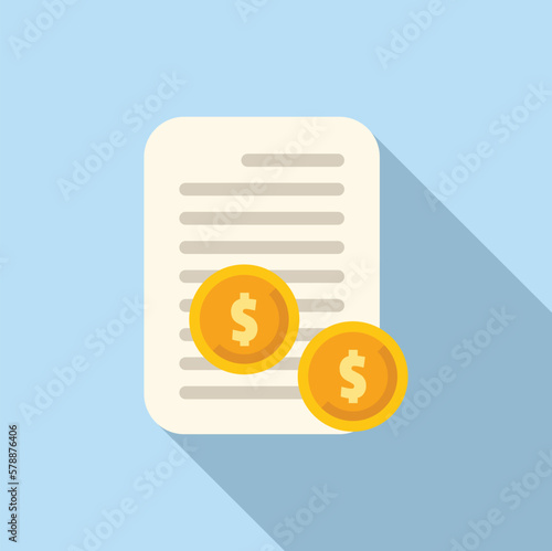 Money paper icon flat vector. Business work. Retire plan