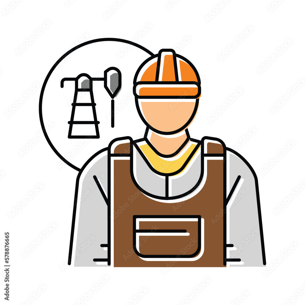 petroleum engineer technology color icon vector illustration