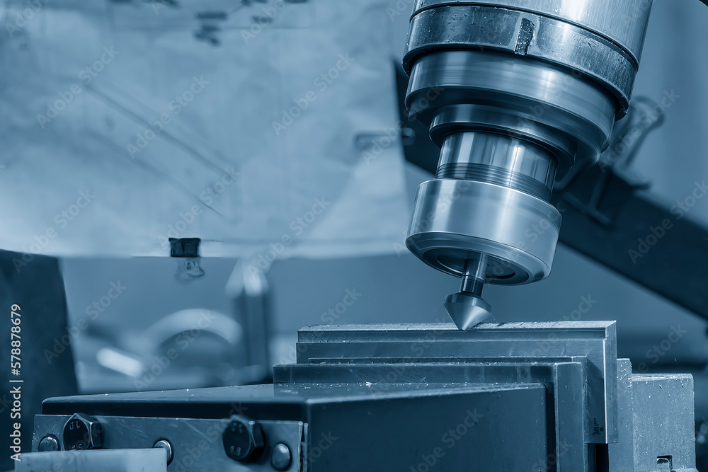 The chamfer process on NC milling machine with lighting effect. The chamfer process on NC milling machine with lighting effect.