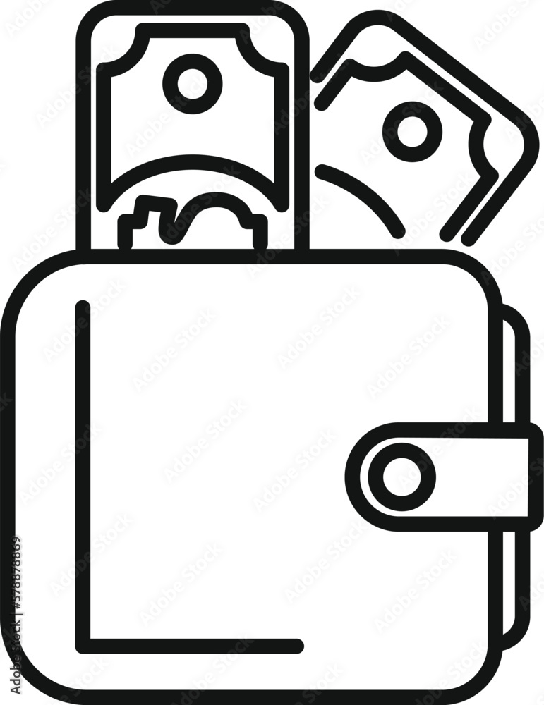 Wallet money icon outline vector. Work compensation. Health support