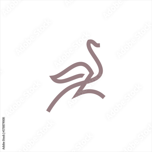 Ostrich Logo icon symbol simple isolated design bird animal wildlife vector.