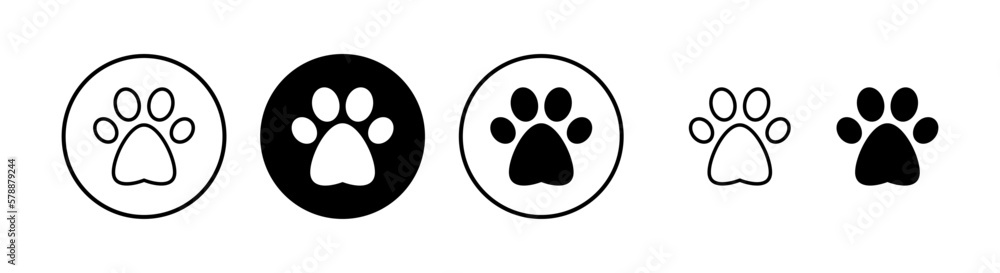 Paw icon vector illustration. paw print sign and symbol. dog or cat paw