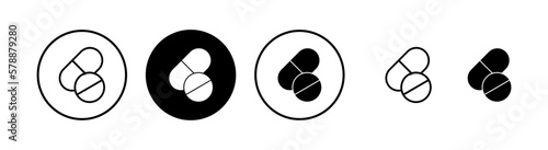 Pills icon vector illustration. capsule icon. Drug sign and symbol