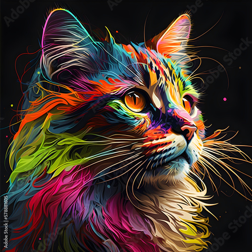 cat colorful and black