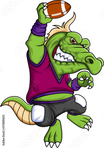 the crocodile mascot of American football complete with player clothe