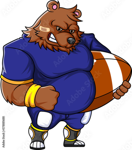 the bear mascot of American football complete with player clothe